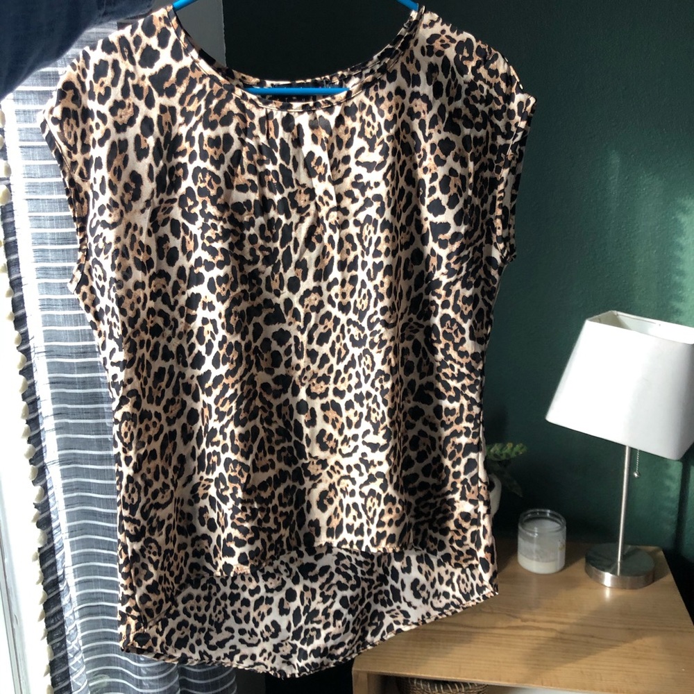 Animal-Print High-Low Hem Shirt